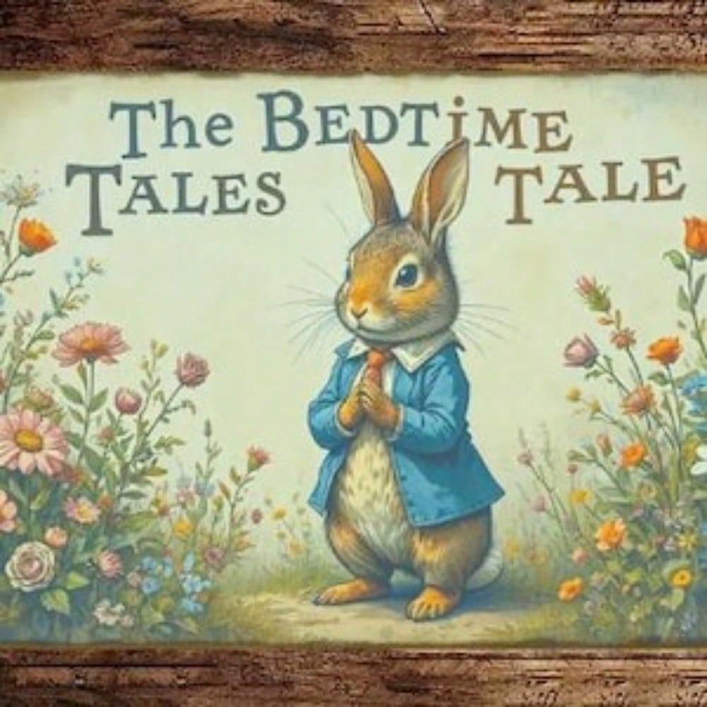 Vintage Rabbit Wall Art Metal Tin Sign Floral Illustration Rustic Home Decor Nursery Bedroom