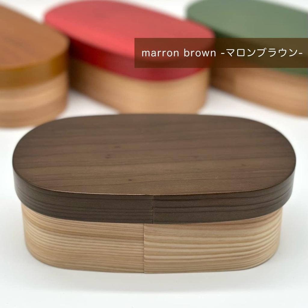 Yamaya Lacquerware Store Colored Magewappa Bento Box, Made In Japan, 500ml, White Wood with Lid, Made In Japan (Marron Brown)