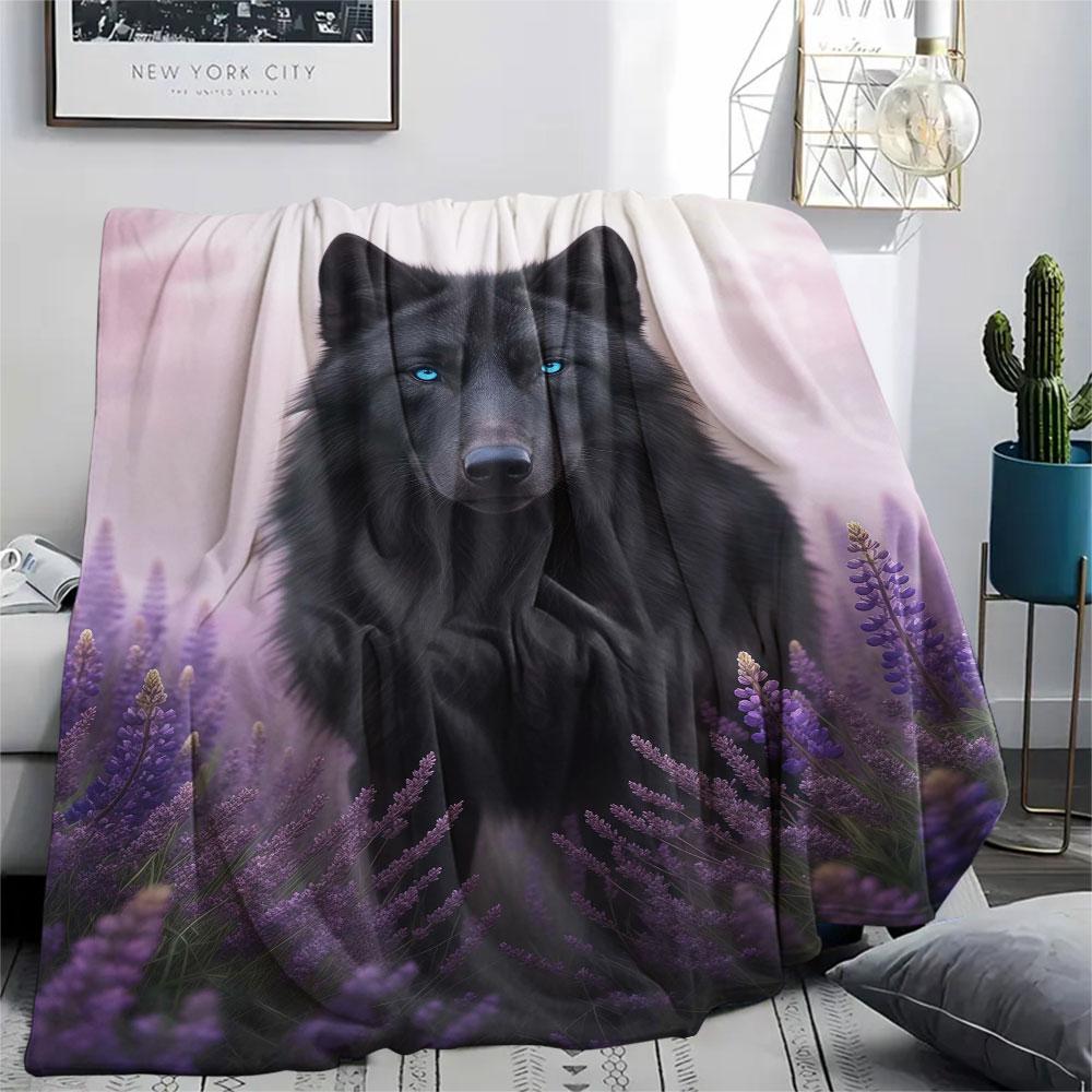 1Pc Lavenderanimals Print Flannel Blanket, High quality Comfortable for All Seasons, Home Decor, Warmth and Comfort, Perfect for Christmas Gifts