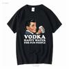 Vodka Happy Water Voor Leuke Mensen Retro Alcohol Meme T-shirt Y2K Donkere Humor Gen Z Alcoholist lange of korte mouwen vintage