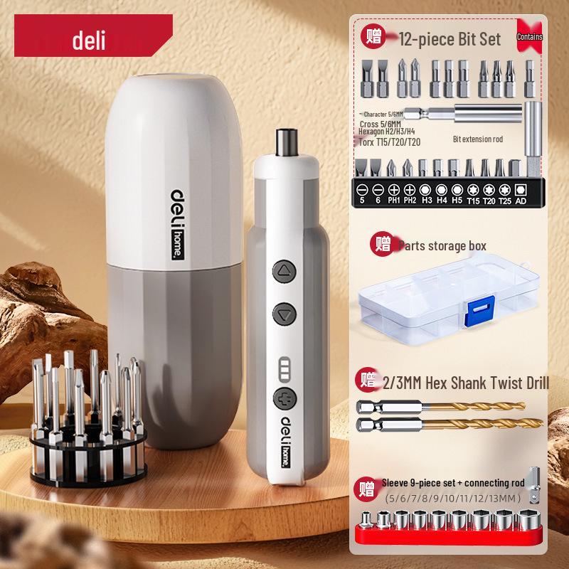 Deli Rechargeable Electric Screwdriver Set - Compact, Fully Automatic, Multifunctional with Lithium Battery for Household Use