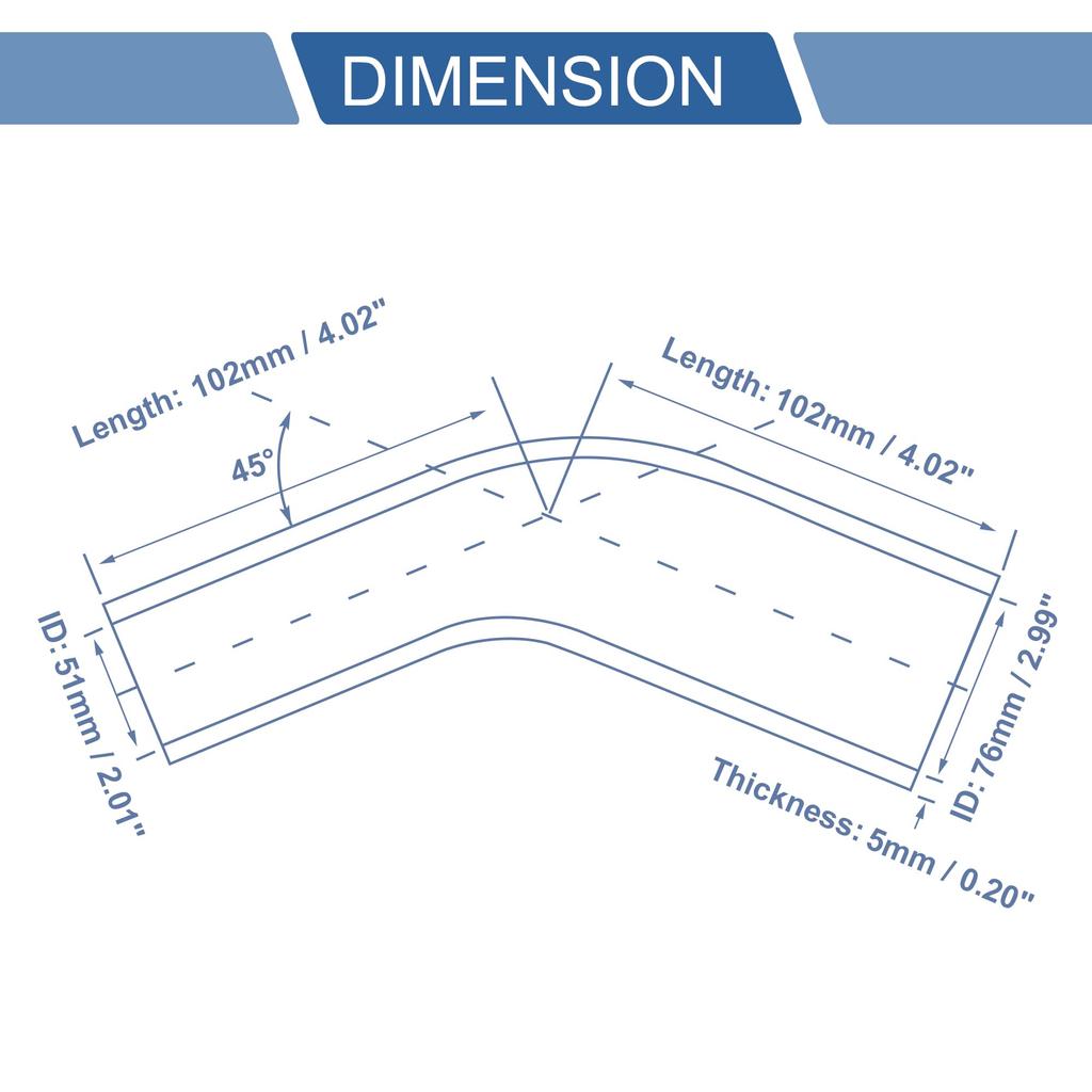 X AUTOHAUX 1pc Inner Diameter 51-76mm Length 45 Degree Blue Silicone Hose Silicone Tube