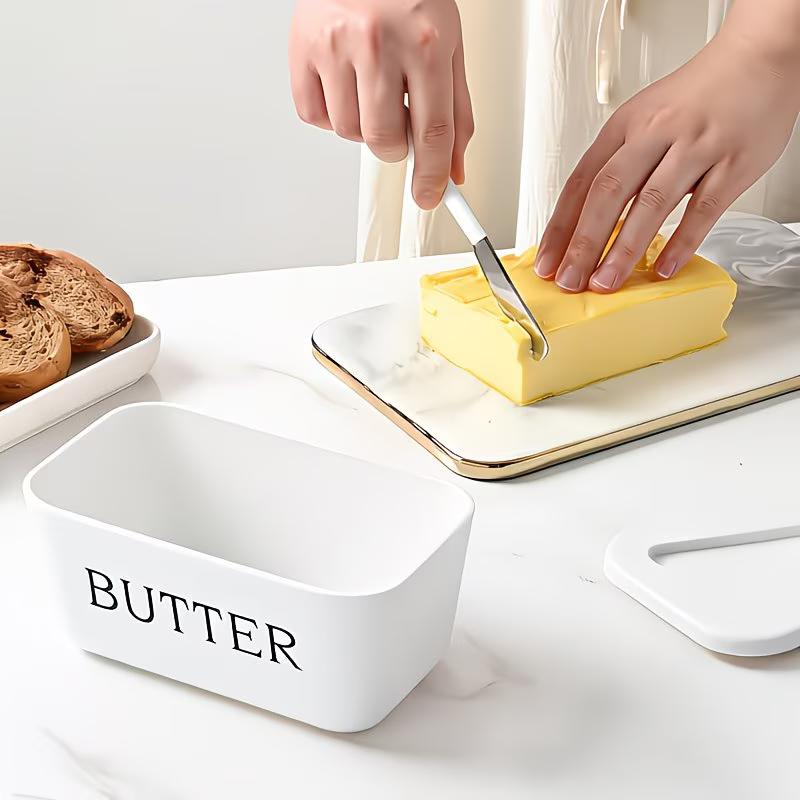 Butterdose mit Deckel - Luftdichter Lebensmittelaufbewahrungsbehälter für Butter, Aufstriche, Gewürze - Transparenter Deckel mit Sichtfenster, Platzsparender Küchenorganisator