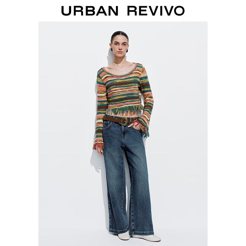 

Женские джинсы UR из выбеленного денима с эффектом потертости и широкими штанинами 30