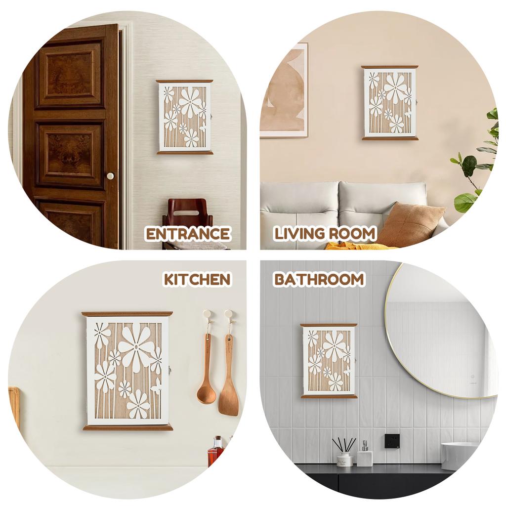 Wooden Key Holder Wall Mount with 6 Key Hooks Key Hanger Key Box Key Organizer for Entryway Hallway Office Home Decor Home