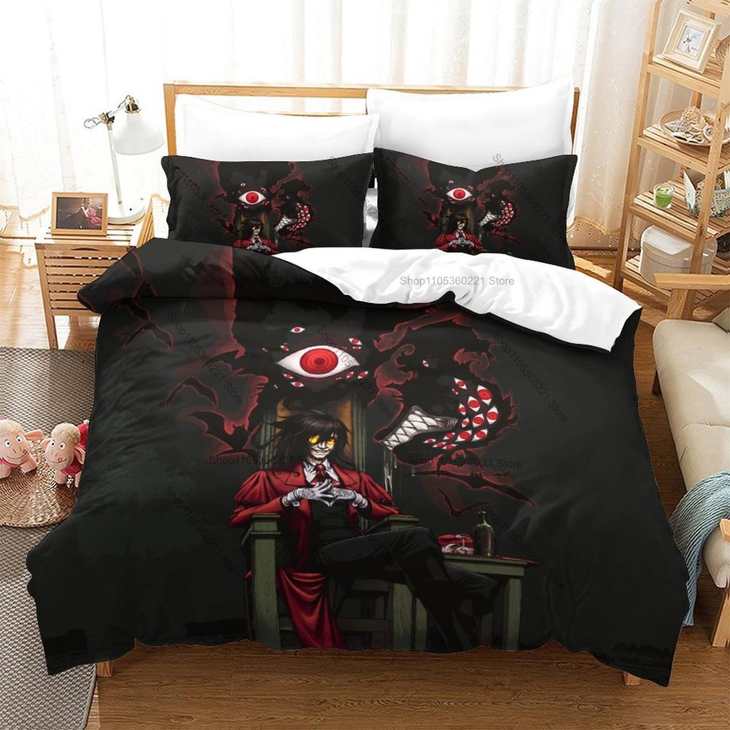 Kpop Hellsing Alucard Bedding Set 3 Piece Duvet Cover Set Gothic Vampire Bedroom Decor All Sizes For Kpop Fans