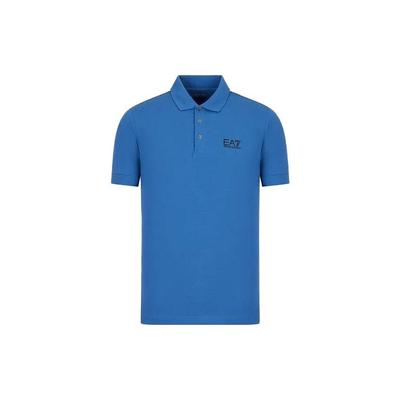 EA7 Letter Logo Printed Short Sleeve Polo Shirt Men Polo Shirts Blue 8NPF06-PJ04Z-1538
