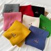 Embroidery Solid Color Scarf Women's Winter Outdoor Warm Korean Version Fashion Versatile Knitted Neck Protection Small Scarf Scarf Wholesale