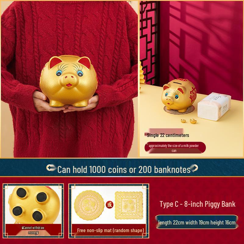 Large Capacity Golden Pig Piggy Bank 2025 Model for Kids