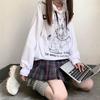 Sudadera con capucha Gótica de Anime Oversize para Mujer Harajuku Streetwear Pulóver Manga Larga Negro Blanco Moda Femenina Sudadera