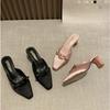 Fashion New Designer Spring High Heel Pumps Women Mules Slippers Fashion Shallow Slip on Shoes Ladies Casual Outdoor Sandalias