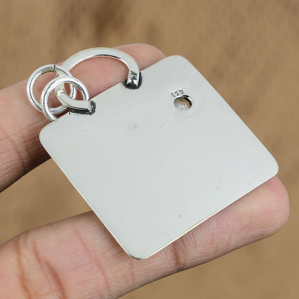 Gift For Her 925 Sterling Silver Natural White Topaz Gemstone Jewelry Pendant