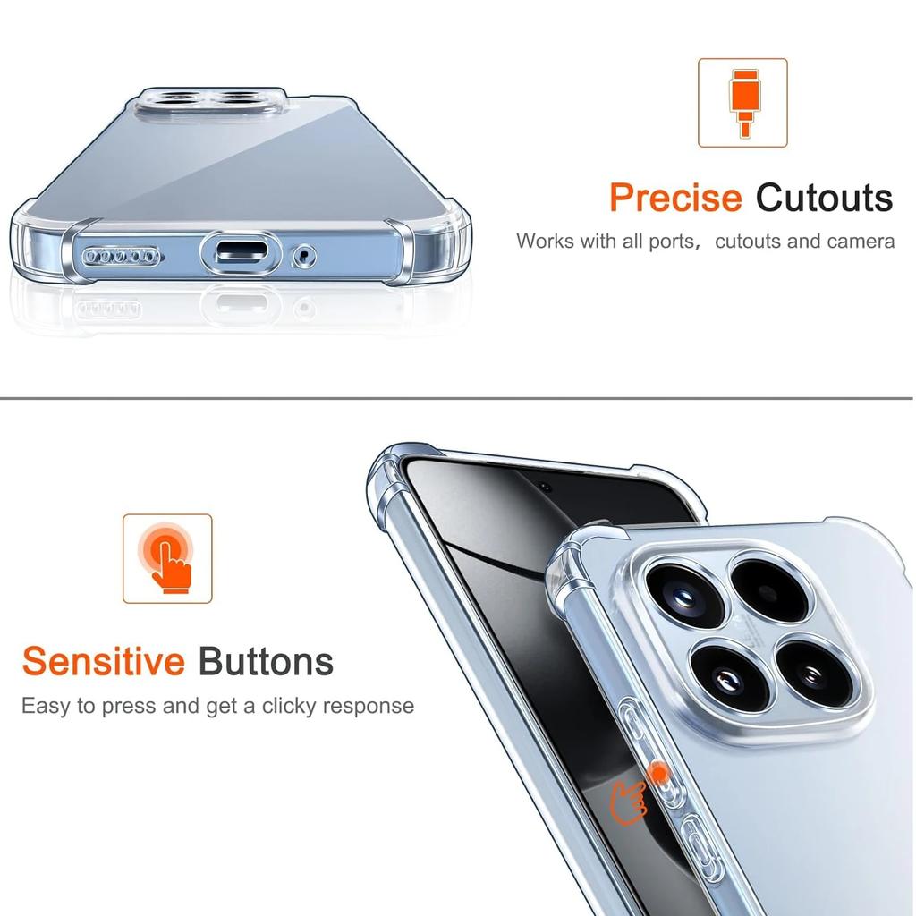 Four-Corners Shockproof TPU for Xiaomi 15T Mi 15T Pro 5G Protective Cover Transparent Back Shell Frame Funda Coque