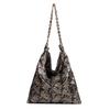 Vintage Silk Scarf Tote Bag Cashew Pattern Shoulder Armpit Bag Women's Chain Splicing Silk Satin Bag Large-capacity Shopping Bag