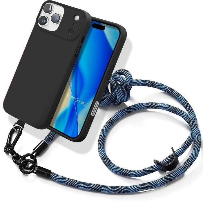 Phone Case - BOOLING - for iPhone 17 Pro Max - Shockproof Silicone with Blue Shoulder Strap