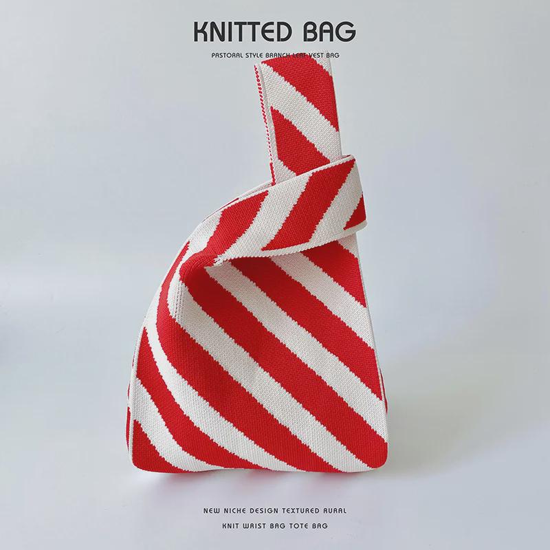 Stylish Contrast Color Twill Knit Shoulder Bag – Versatile, Spacious, Trendy for Students