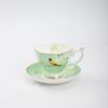 Bone China Tea Cup and Saucer 220ml Gold Rim Floral Bird Design for Home Gift