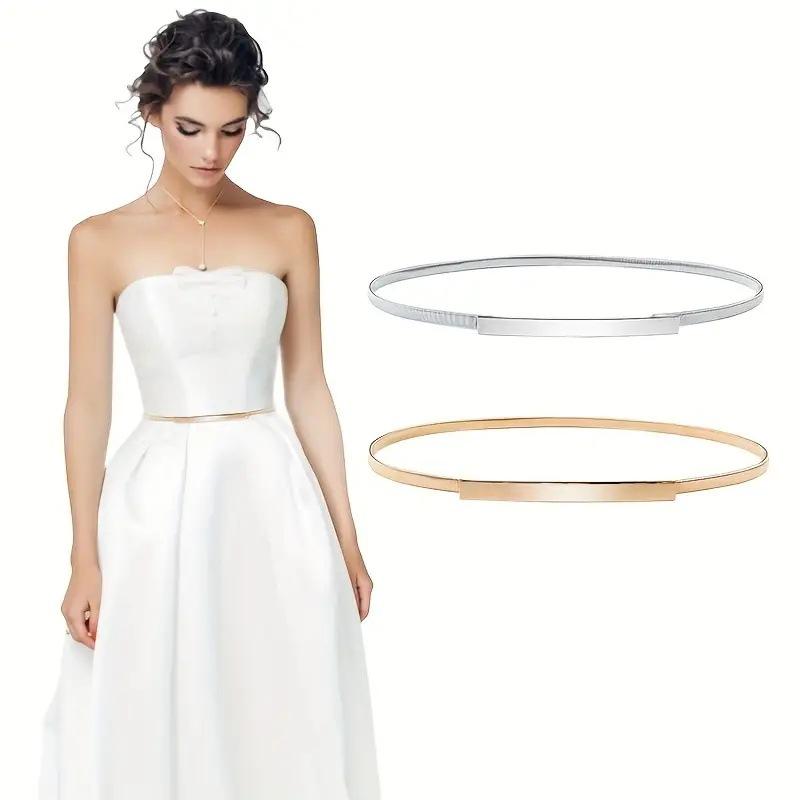 Elastic Gold Sliver Chain Belts for Women Girls Waist Silver Metal Waistband Leaf Stretch Golden Belt Dress Skirt Riem SKinnny