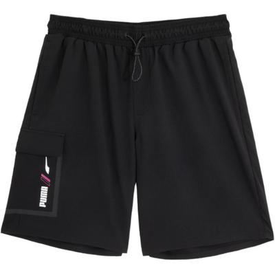Rad/Cal Cargo Shorts With Logo Pattern And Elastic Waistband Mid-Rise Casual Shorts Men Shorts Black 677338-01