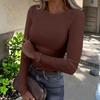 Women's  And Winter Slim Bottom T-shirt Fashion Casual Solid Color O-Neck Pullover Long Sleeve Top