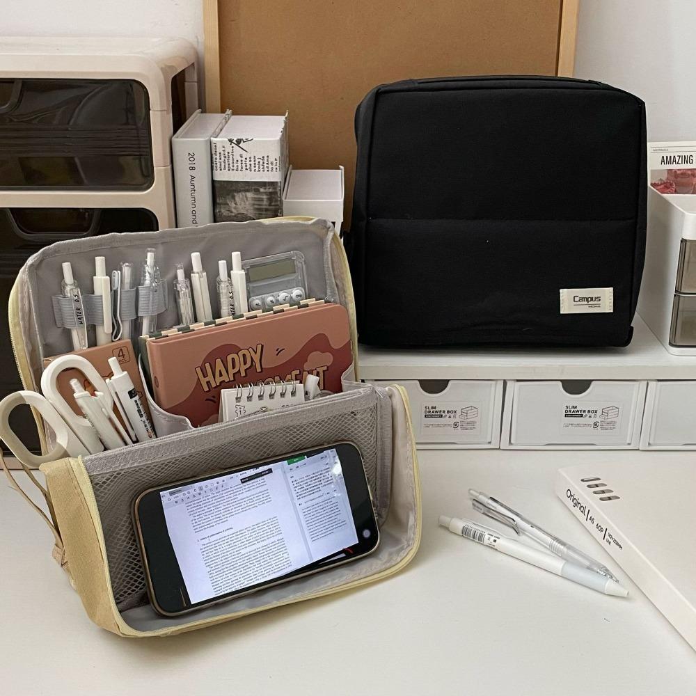 Multi-layer Pencil Case Standable Stationery Bag Minimalist Stationery Organizer  School