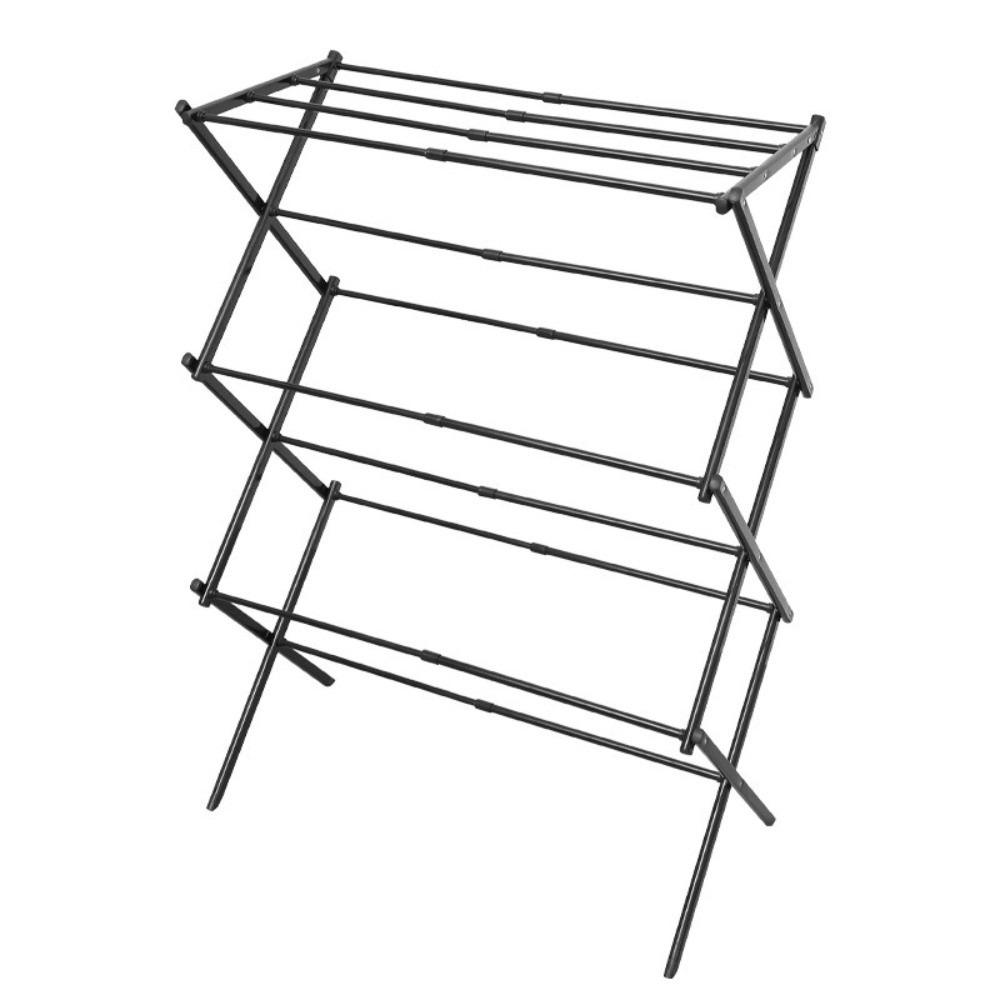 Retractable Foldable Clothes Drying Rack Collapsible Steel Frame Cooling Clothes Rack 3-Layer Anti-Rust Clothes Airer Towel