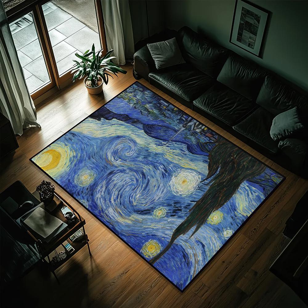 Art Van Gogh Paintings Carpet Bedside Kitchen Bath Living Home House Bedroom Floor Mat Doormat Rug Decoration