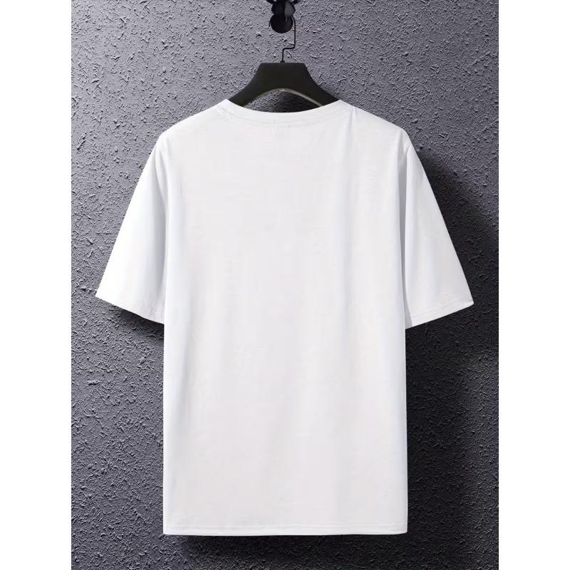 T-shirt casual da uomo a maniche corte, taglia europea, con grande lettera M e stampa a forma di cuore