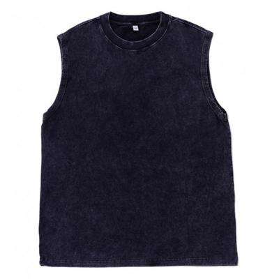 230G Cotton Sleevelee T-shirt Men Tank Tops Casual Heavyweight Loose Oversized Vest Washed Style Solid Color