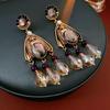 Inlaid Rhinestones French Waterdrop Earrings Imitation Pearl Long Tassels Dangle Earrings  Women