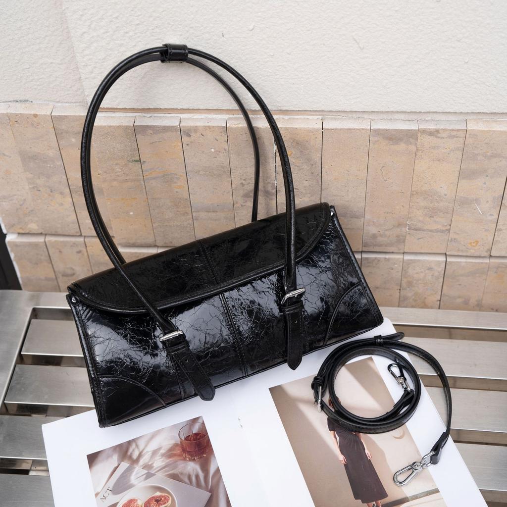 Cowhide Shoulder Bag, Fashionable and Practical Horizontal Square Commuter Bag, Crossbody Tote