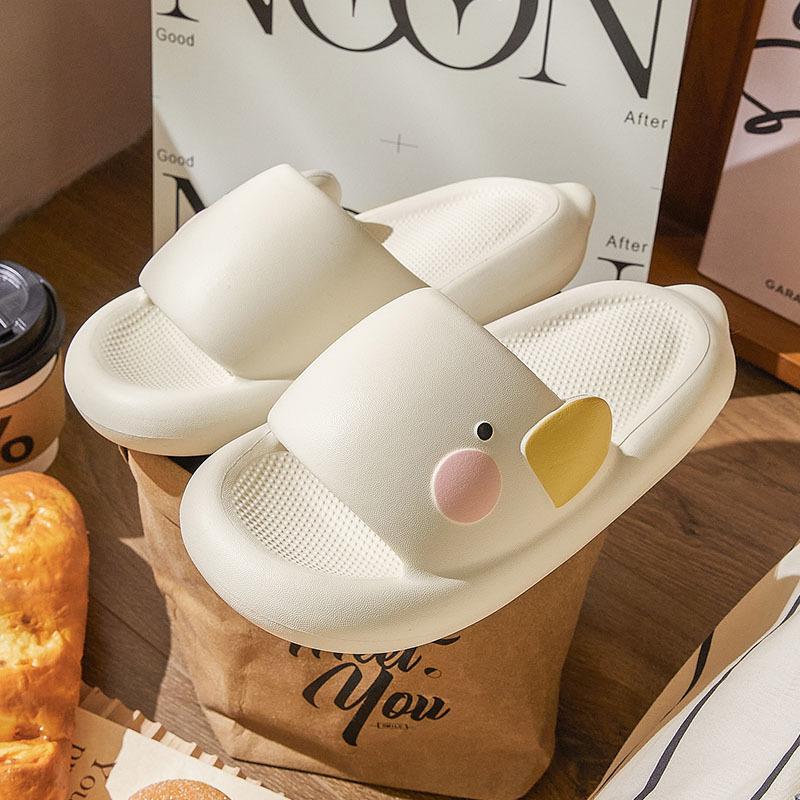

Fashion Women Indoor Bathroom Slippers 2025 Summer New Cute Cartoon Duck Soft EVA Anti-slip Couples Outdoor Home Shower Beach Slides 36-37 белый