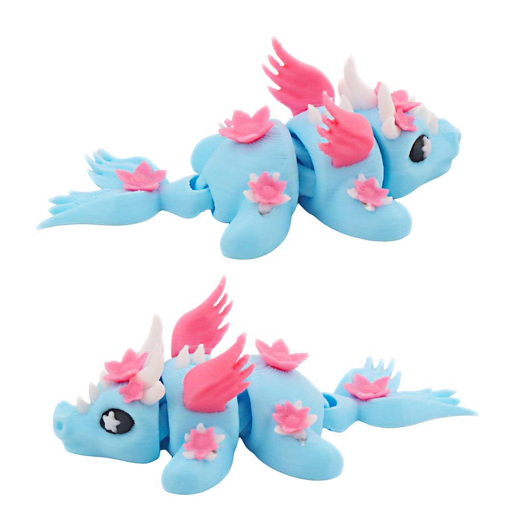3D Printed Colorful Flower Dragon, Mini Miniature Dragon Model, Desktop Decoration, Home Collectible Gift