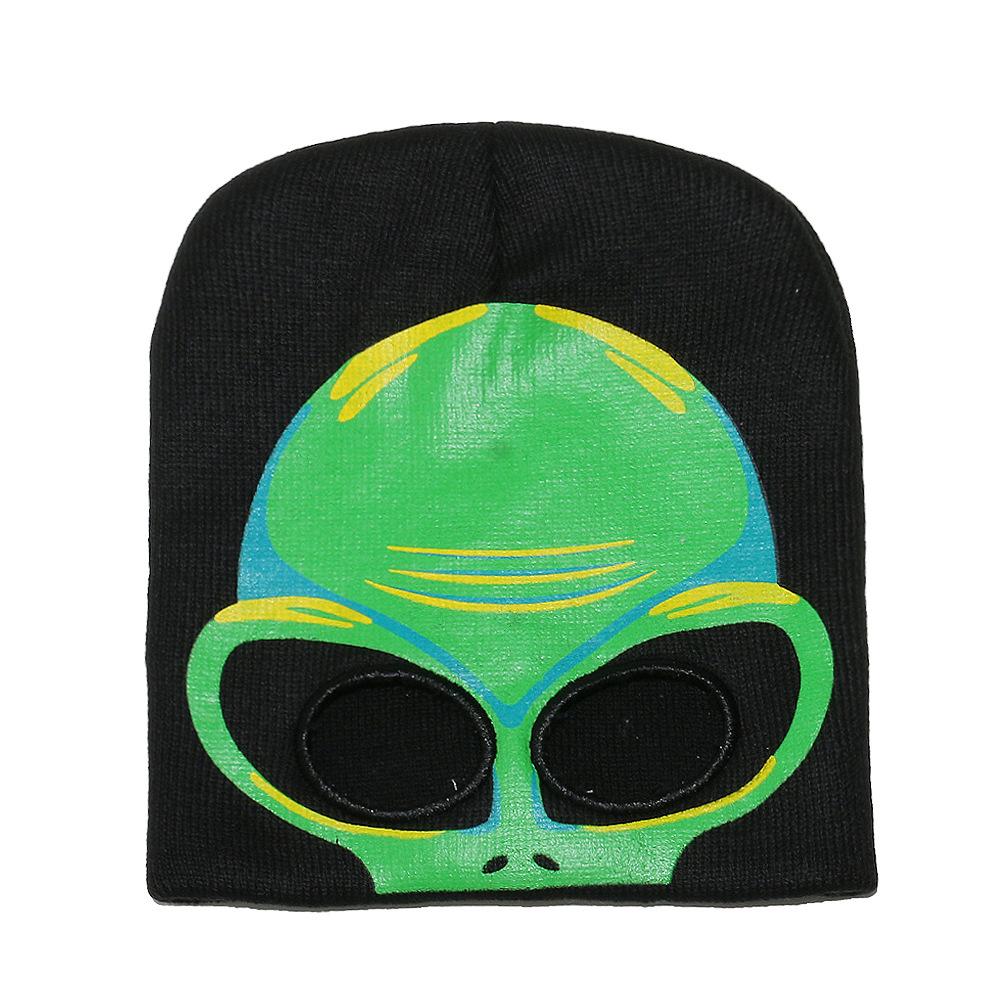 Autumn and Winter Personality Funny Wool Hat Male Riding Skull Alien Cat Knitted Hat Halloween