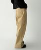 Jikeulib Beige Curved Cut-Line Wide Cotton Pants