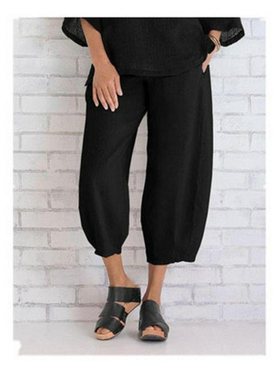 Elastic Waist Cotton Linen Loose Casual Pants for Women - Spring/Summer Collection