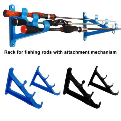 2Pcs Wall Mount Fishing Rod Holder with Screw Accessories Garage Shed 3 Fishing Pole Display Storage