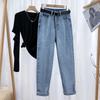 Skinny velvet jeans for women, new autumn and winter loose straight student Harlan pants for women