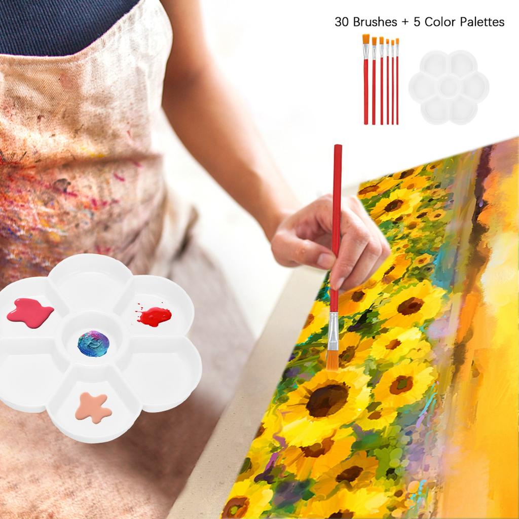 30pcs Paint Brushes Watercolor Painting Artist Paintbrushes Plastic Nylon Hair Brushes