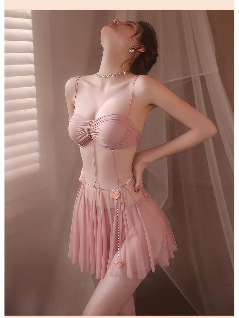 Damen Sexy Bügel Push-up Mesh Camisole Nachthemd