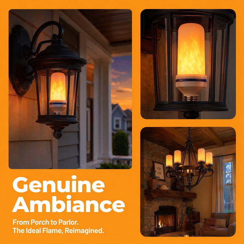 2 Pack Gravity Sensor LED Flame Light Bulbs 4 Modes Flickering Light Bulbs  Halloween