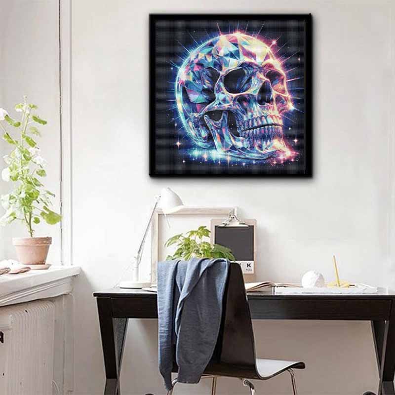 Diamond Painting Kit Colorful Cosmic Crystal Skull Pattern DIY Full Drill Canvas Art Relaxing Handmade Gift for Craft Lovers