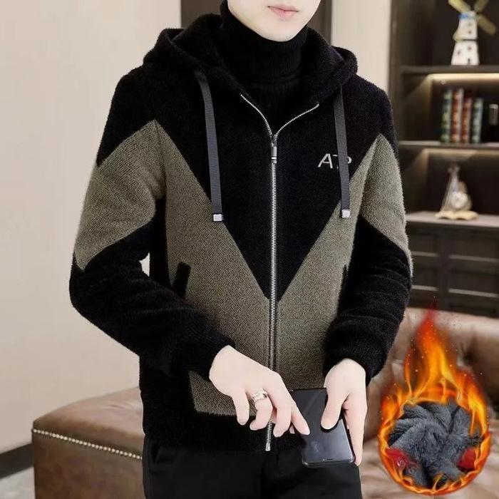 

Трендовое шерстяное пальто с капюшоном для мужчин на осень и зиму, корейская повседневная шерстяная ткань для зимней носки, красивый мужской ветрозащитный плащ XL чёрный