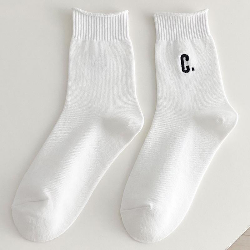 

Women s Korean Style Spring Cotton Mid-Calf Socks - Trendy, Versatile, Couple-Friendly. One Size белый