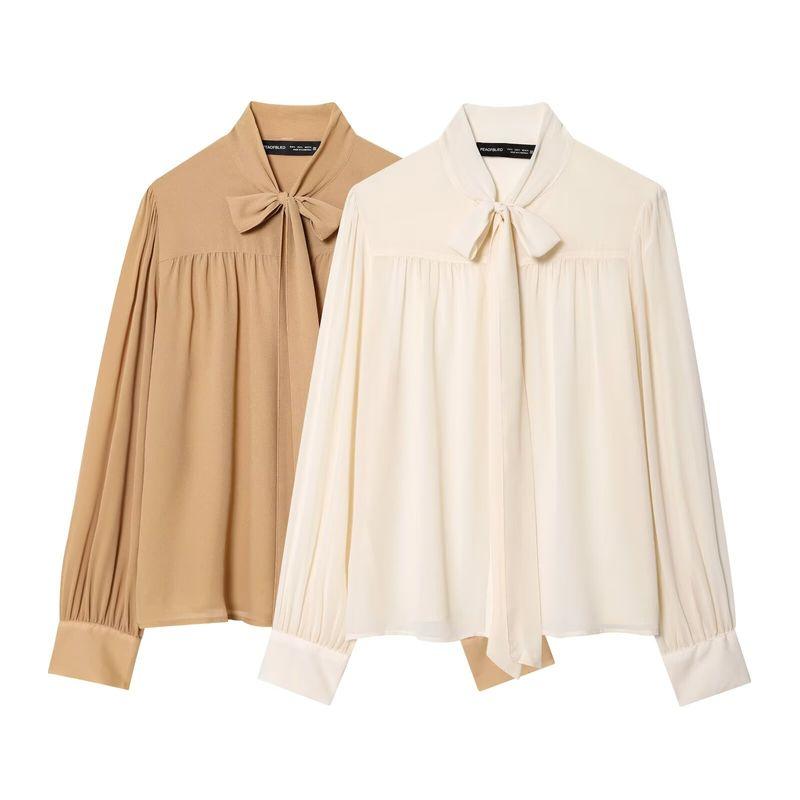 Kaslead New Women Clothes Western Style Versitile Fashion Bow Collar Chiffon Top 1304752