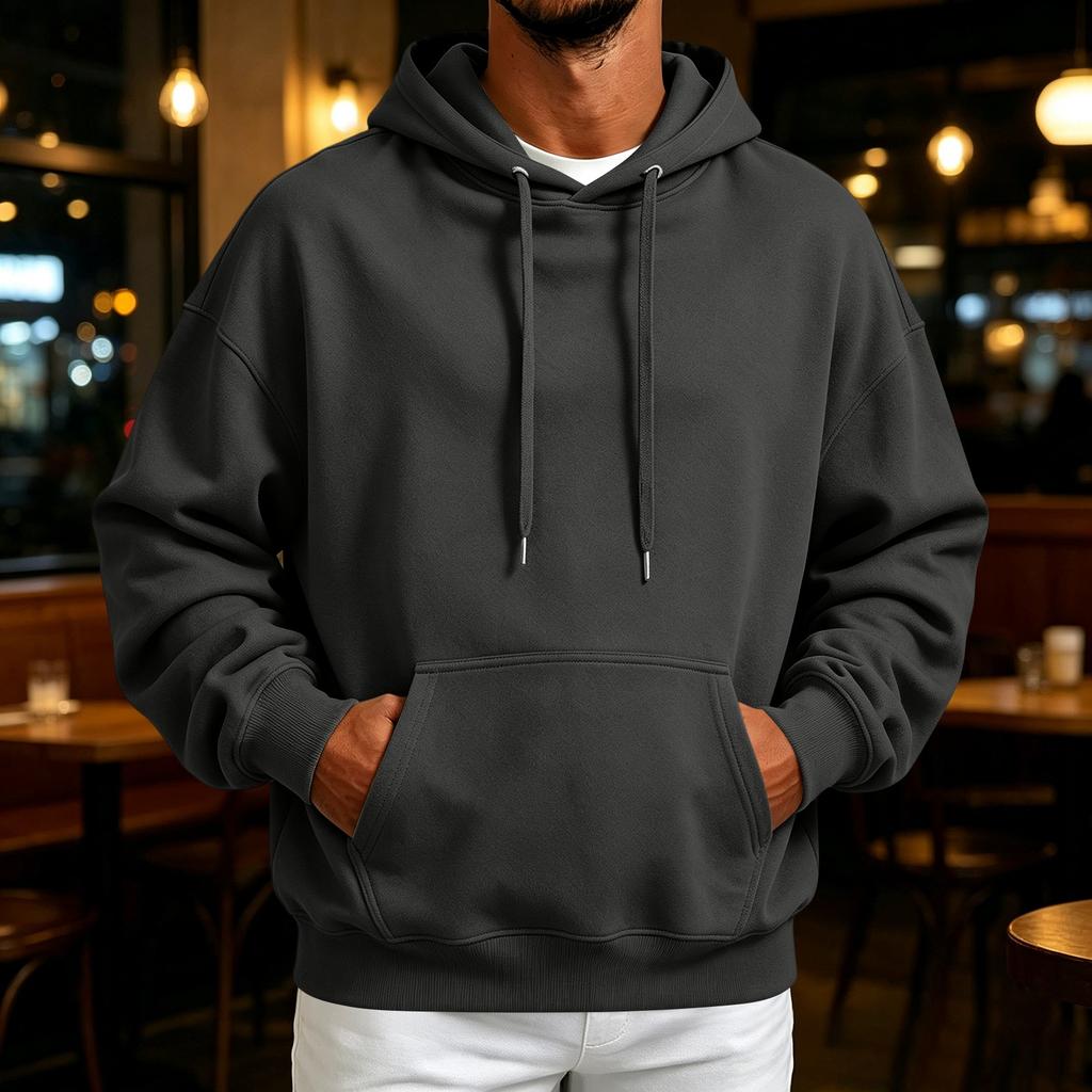 Men's Retro Hoodie Loose Fit Casual Pullover Sweatshirt for Fall Winter