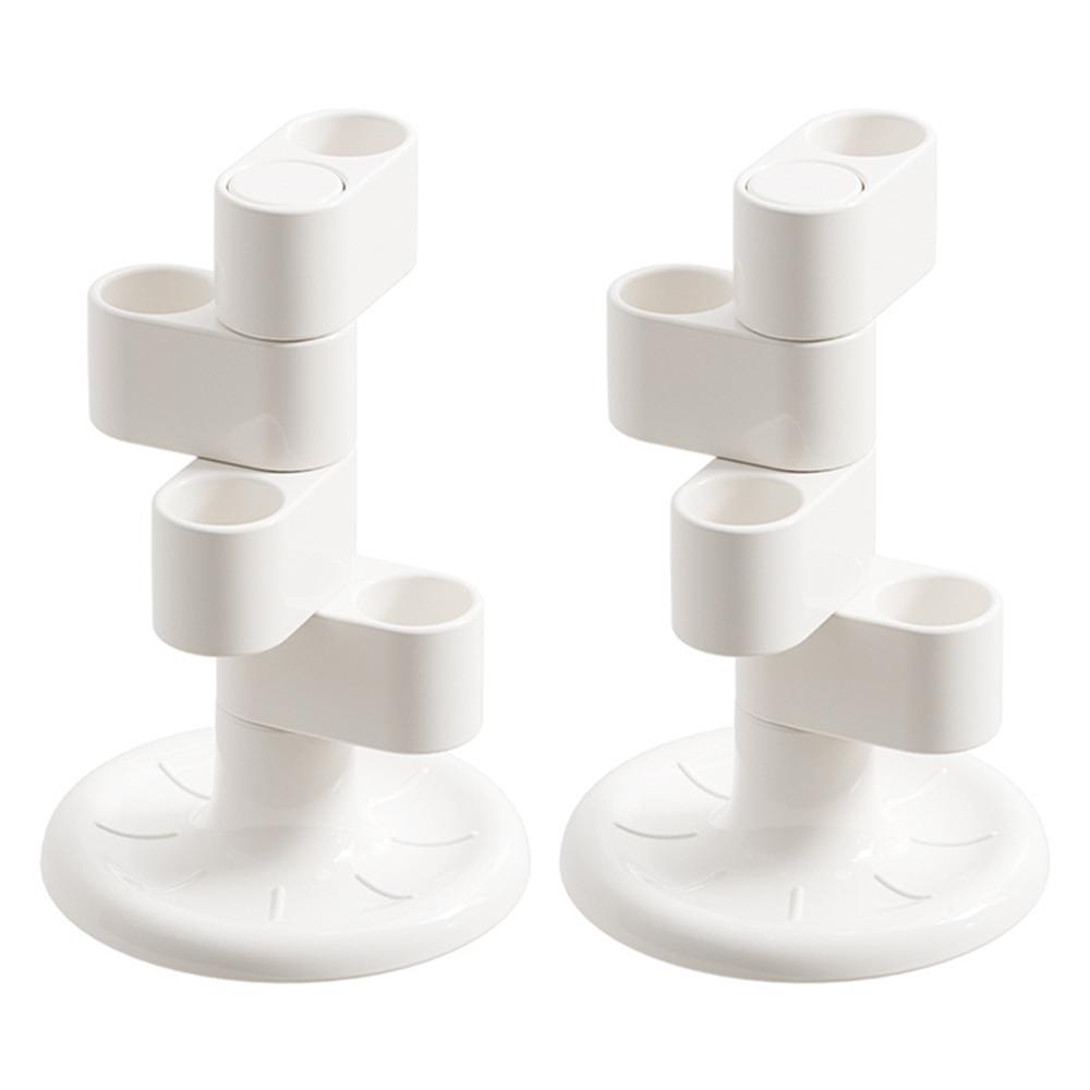 2Pcs 4 Holes Rotating Toothbrush Holder Funny Toothbrush Storage Rack Bathroom Storage