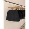 Plus Size Gray Wool Blend A-line Half Skirt with High Waist and Button Detailing for Autumn/Winter