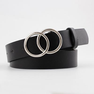Fashion Leather Waist Belt for Jeans Double Ring Buckle Ladies Belt for Dresses Black White Brown Women Belt Wild Waistband