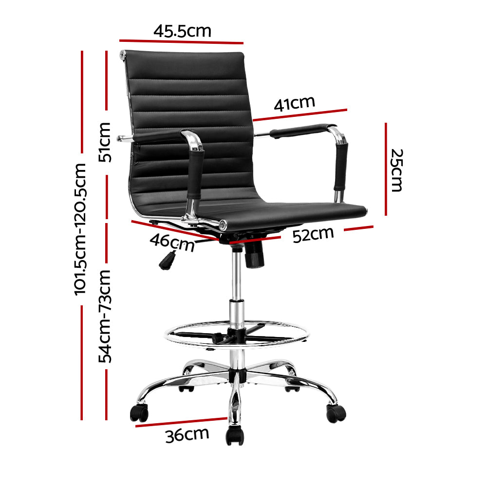 Office Chairs Artiss Office Chair Veer Drafting Stool Mesh Chairs Armrest Standing Desk Black